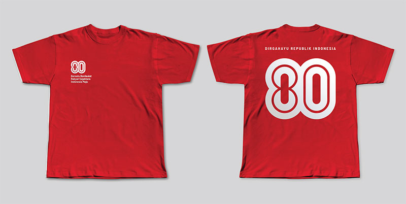 Implementasi Logo HUT ke-80 RI untuk Seragam 222 Implementasi Logo HUT ke-80 RI untuk T-Shirt Merah