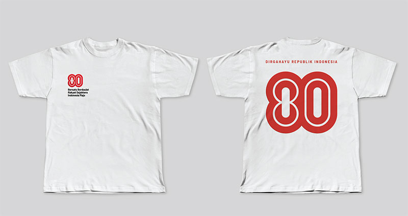 Implementasi Logo HUT ke-80 RI untuk Seragam 223 Implementasi Logo HUT ke-80 RI untuk T-Shirt Putih