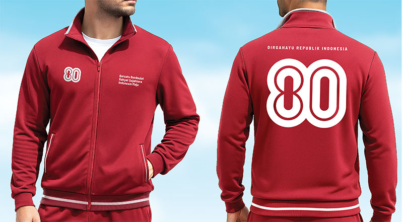 Implementasi Logo HUT ke-80 RI untuk Seragam 220 Implementasi Logo HUT ke-80 RI untuk Track Suit