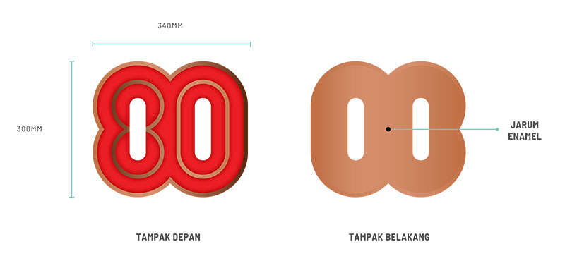 Implementasi Logo HUT ke-80 RI untuk Seragam 205 ukuran Enamel Pin