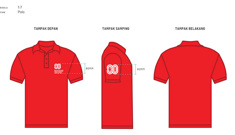 Implementasi Logo HUT ke-80 RI untuk Seragam 209 ukuran Implementasi Logo HUT ke-80 RI untuk Polo