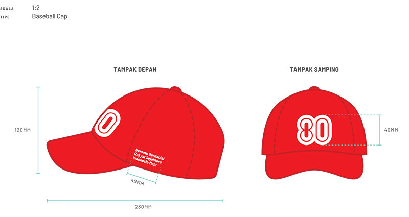 Implementasi Logo HUT ke-80 RI untuk Seragam 218 ukuran Implementasi Logo HUT ke-80 RI untuk Topi