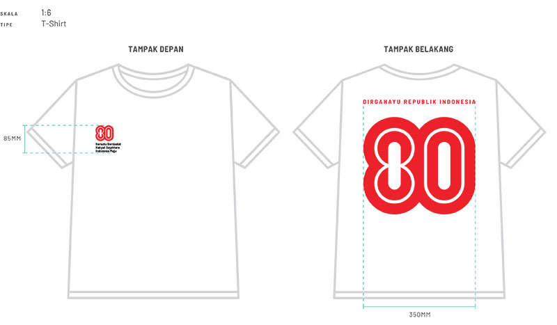 Implementasi Logo HUT ke-80 RI untuk Seragam 225 ukuran varian Implementasi Logo HUT ke-80 RI untuk T-Shirt